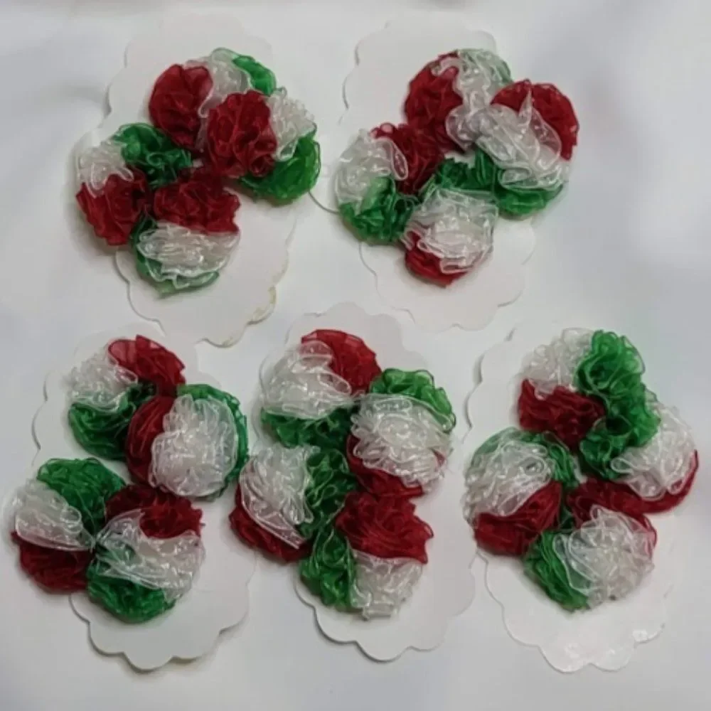 Girls Set Of 2 Red/White/Green Hair Ties- Brand New